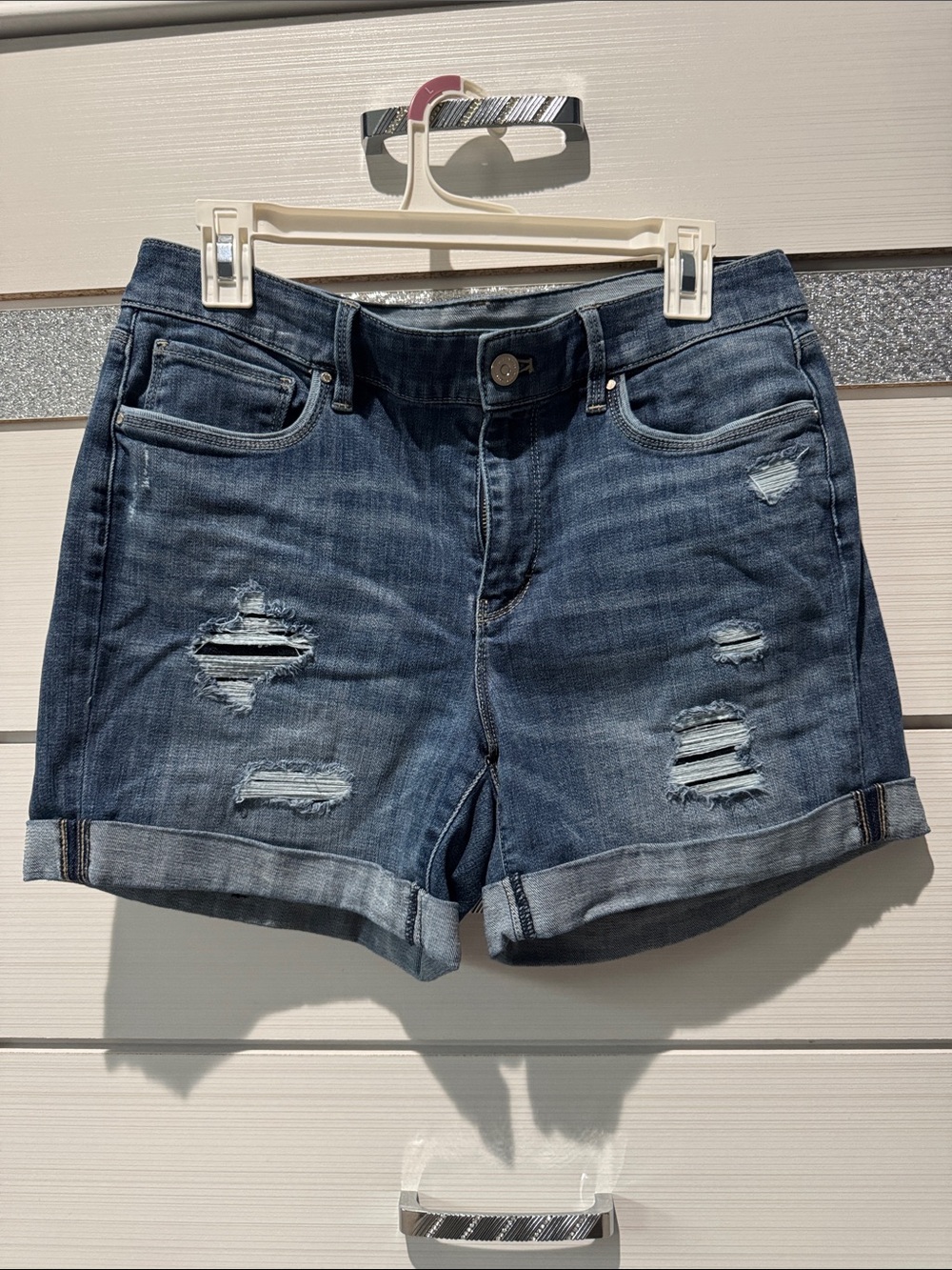 WHBM Distressed Denim Shorts